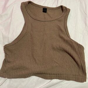 SHEIN Ribbed Tan Cropped Tank Top